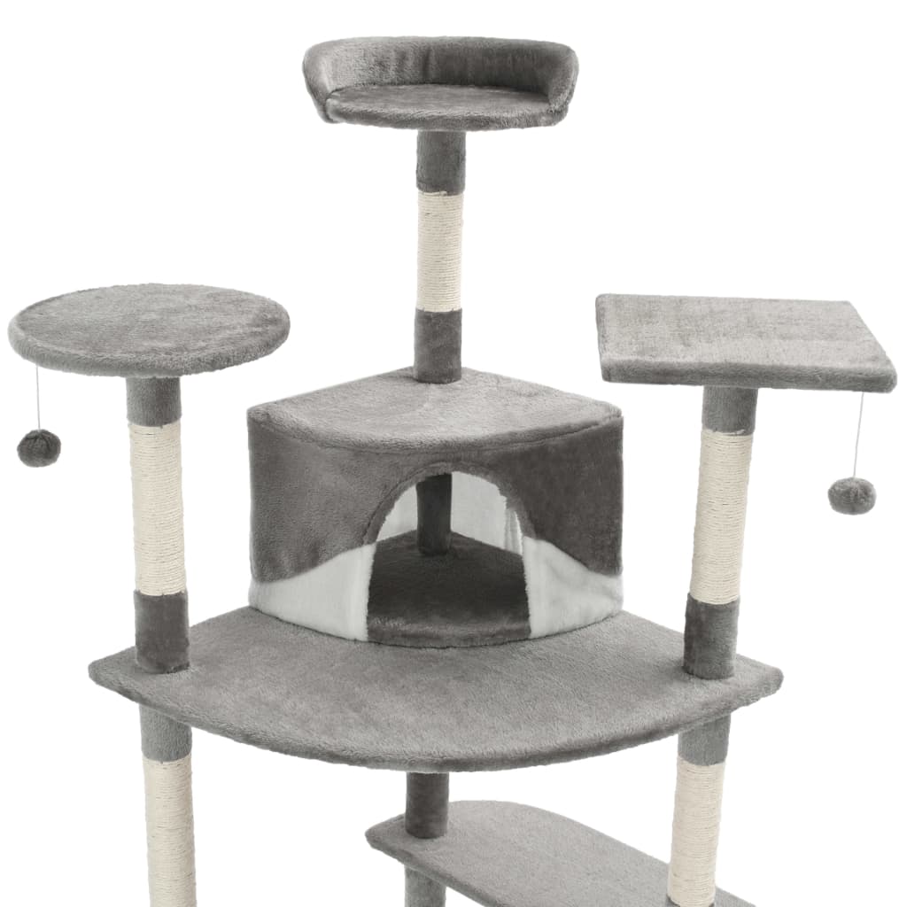 Albero per Gatti con Tiragraffi in Sisal 203 cm Grigio e Bianco 170529