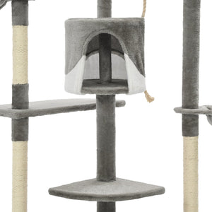 Albero per Gatti con Tiragraffi in Sisal 203 cm Grigio e Bianco 170529