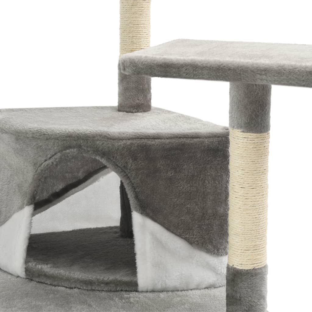 Albero per Gatti con Tiragraffi in Sisal 203 cm Grigio e Bianco  cod mxl 12780