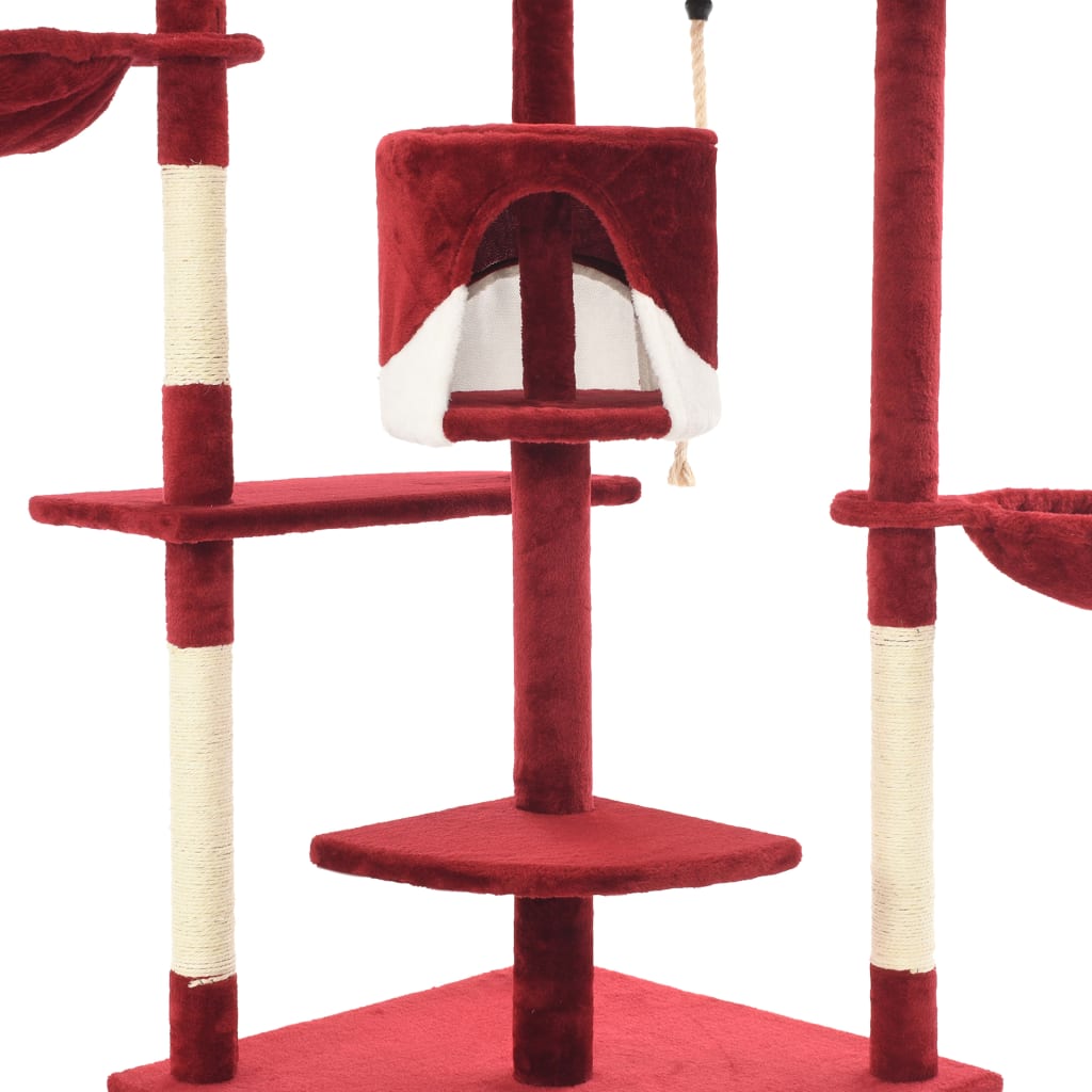 Albero per Gatti con Tiragraffi in Sisal 203 cm Rosso e Bianco 