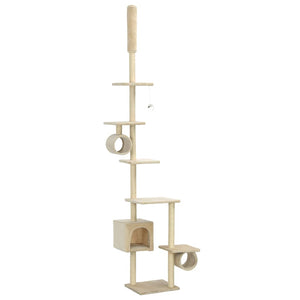 Albero per Gatti con Tiragraffi in Sisal 260 cm Beige 170534