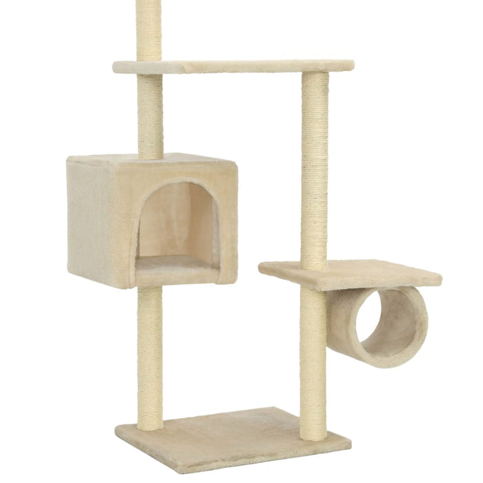 Albero per Gatti con Tiragraffi in Sisal 260 cm Beige 170534