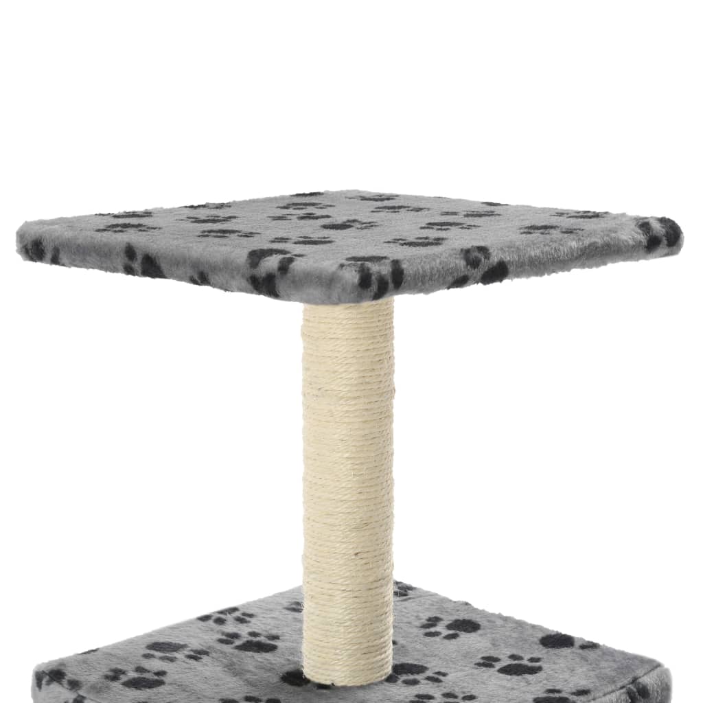 Albero per Gatti e Tiragraffi Sisal 55 cm Zampe Stampate Grigio 170538