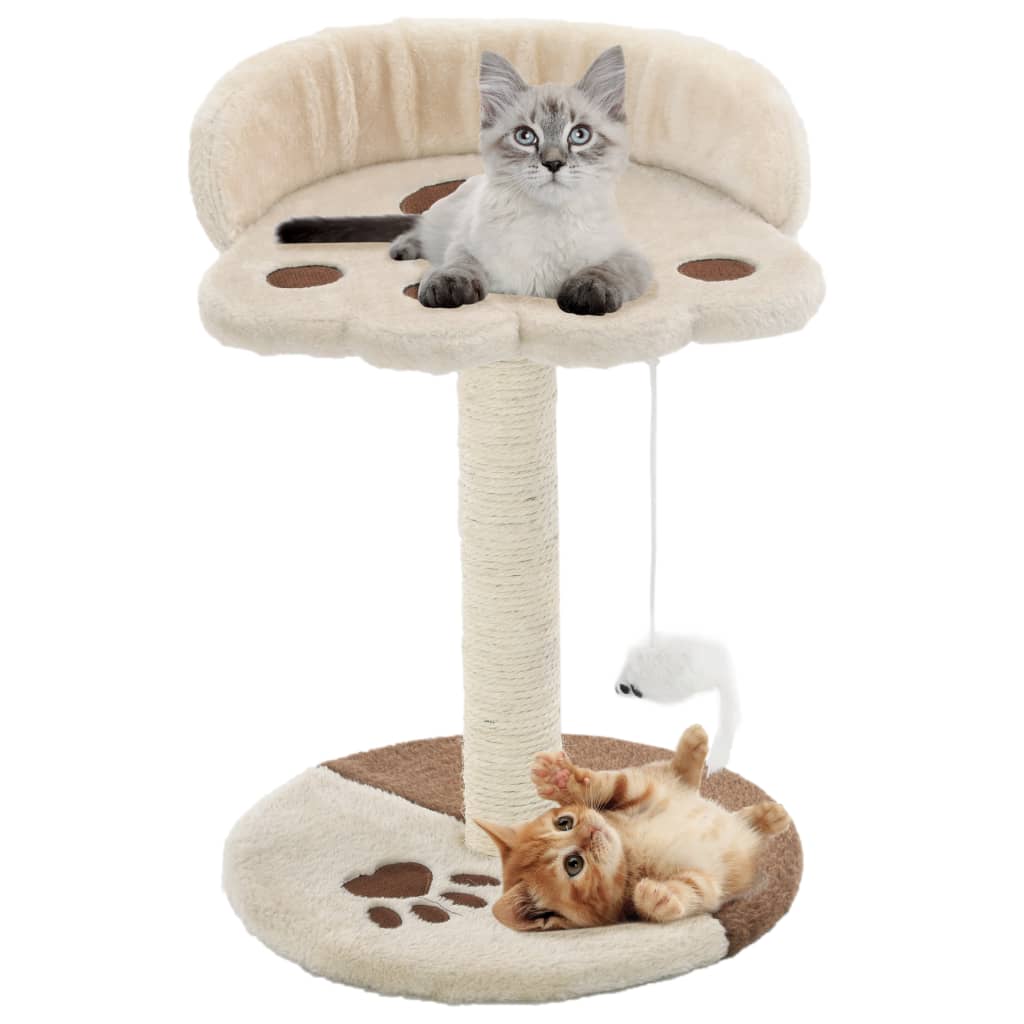 Albero per Gatti con Tiragraffi in Sisal 40 cm Beige e Marrone 170543