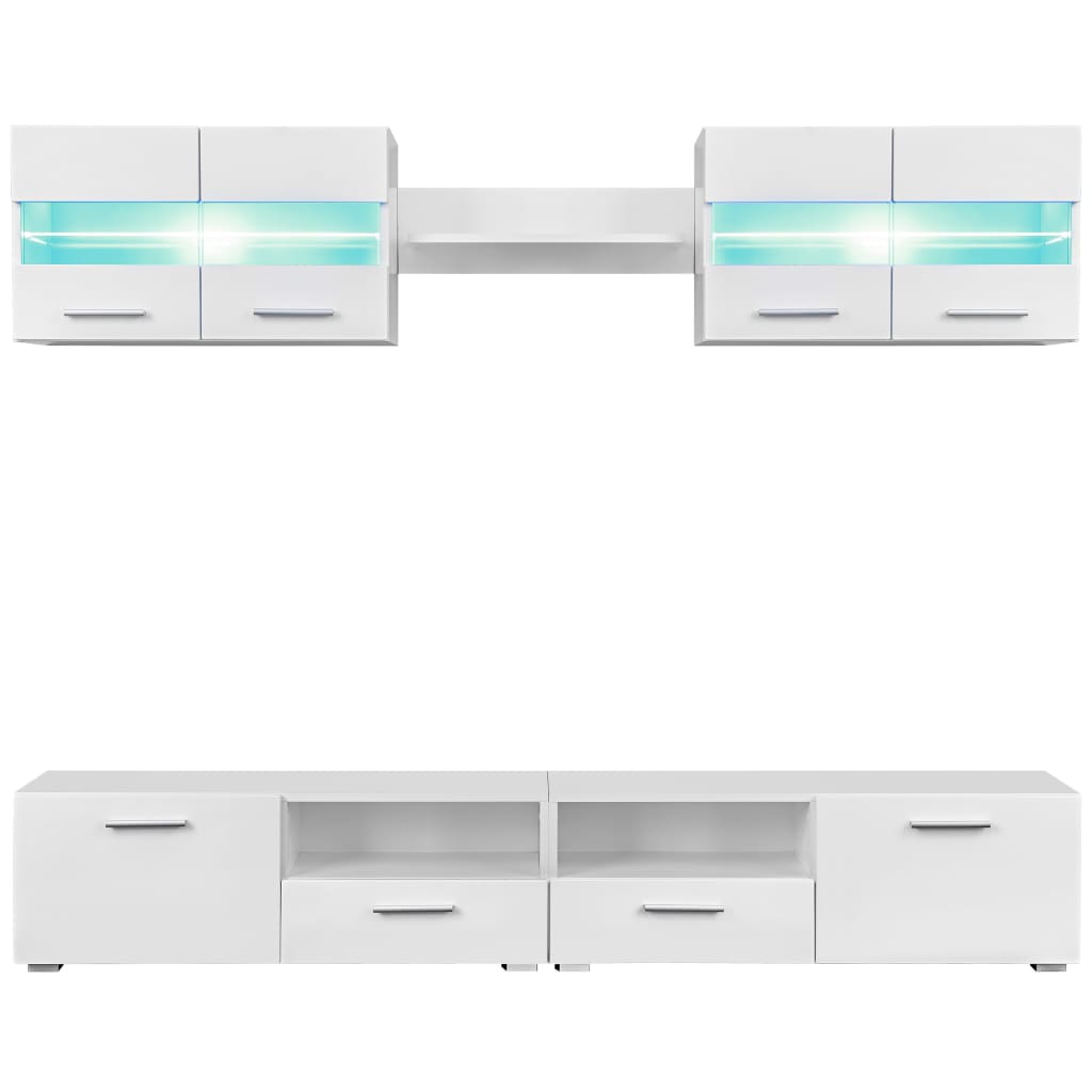 Set Parete Attrezzata Porta TV con Luci LED 5 pz Bianco Lucido cod mxl 13804