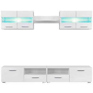 Set Parete Attrezzata Porta TV con Luci LED 5 pz Bianco Lucido cod mxl 13804