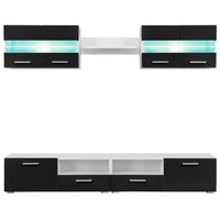 Set Parete Attrezzata Porta TV con Luci LED 5 pz Nero Lucido  cod mxl 12823