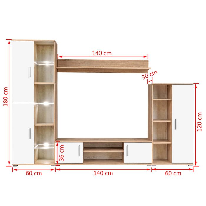 Parete Attrezzata Porta TV con Luci LED Rovere Sonoma e Bianco cod mxl 15140