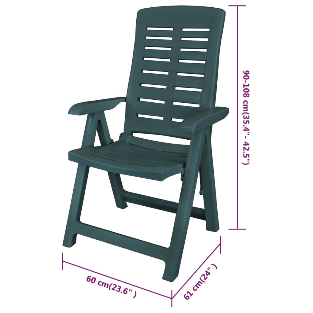 Sedie Reclinabili da Giardino 6 pz in Plastica Verdi 275070