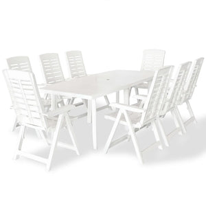 Set da Pranzo da Giardino 9 pz in Plastica Bianco cod mxl 35617