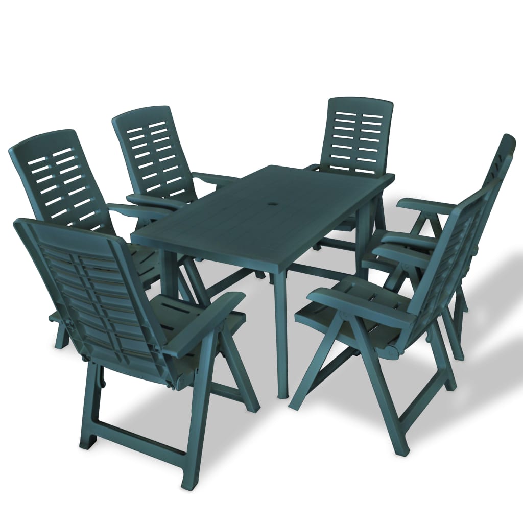 Set da Pranzo da Giardino 7 pz in Plastica Verde cod mxl 34813