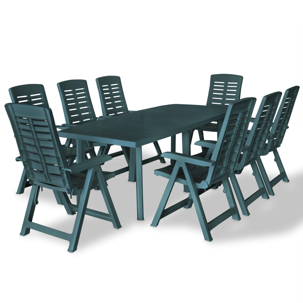 Set da Pranzo da Giardino 9 pz in Plastica Verde cod mxl 34814