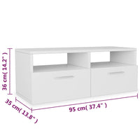 Mobile Porta TV 2 pz in Truciolato 95x35x36 cm Bianco