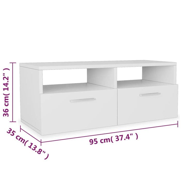 Mobile Porta TV 2 pz in Truciolato 95x35x36 cm Bianco