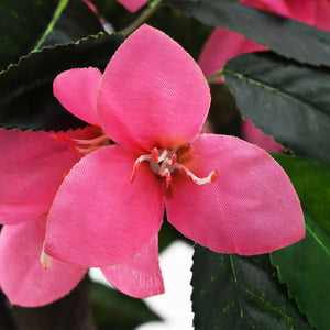 Pianta Artificiale di Rododendro con Vaso 155 cm Verde e Rosa 245951