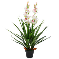 Orchidea Cymbidium Artificiale con Vaso 100 cm Verde 245952