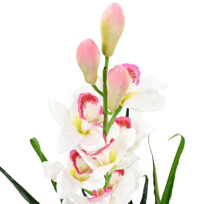 Orchidea Cymbidium Artificiale con Vaso 100 cm Verde 245952