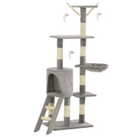 Albero per Gatti con Tiragraffi in Sisal 138 cm Grigio 170578