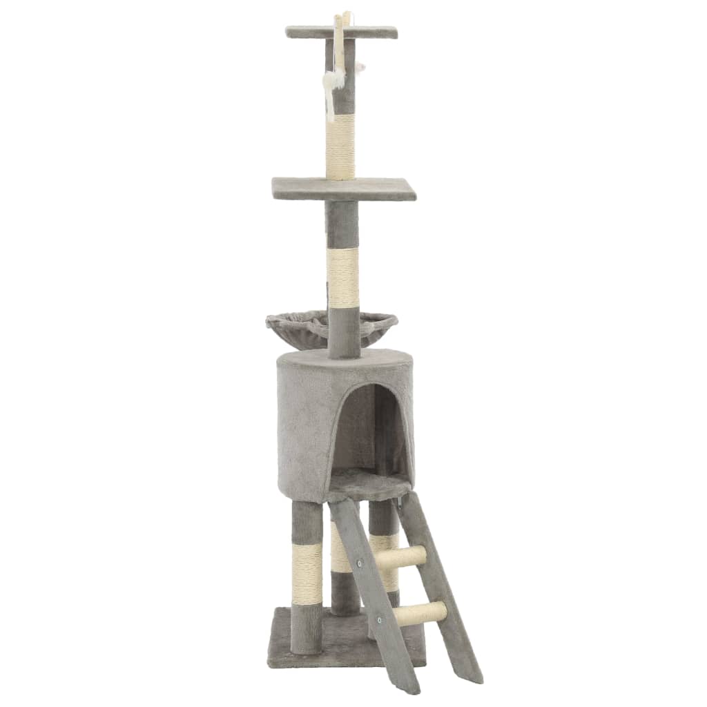 Albero per Gatti con Tiragraffi in Sisal 138 cm Grigio 170578