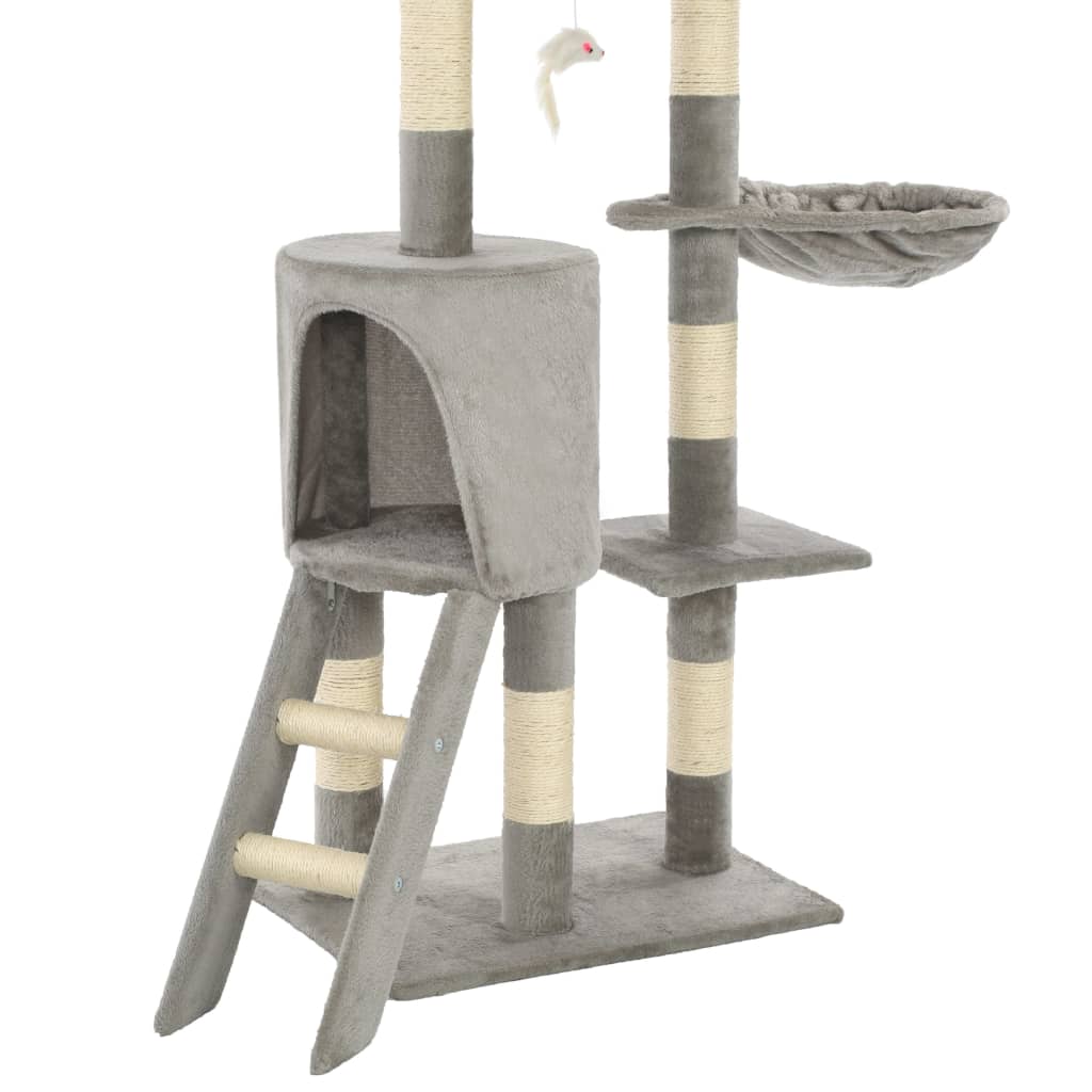 Albero per Gatti con Tiragraffi in Sisal 138 cm Grigio