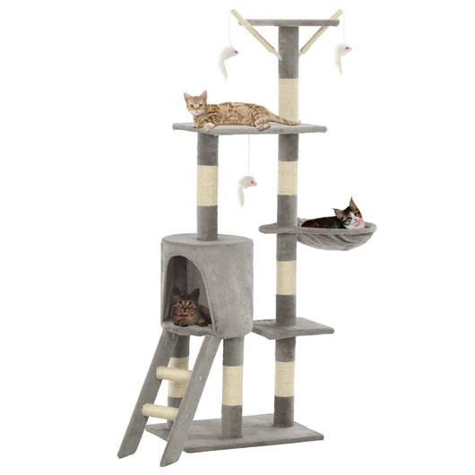 Albero per Gatti con Tiragraffi in Sisal 138 cm Grigio