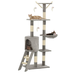 Albero per Gatti con Tiragraffi in Sisal 138 cm Grigio 170578