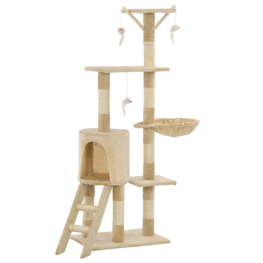 Albero per Gatti con Tiragraffi in Sisal 138 cm Beige cod mxl 10324