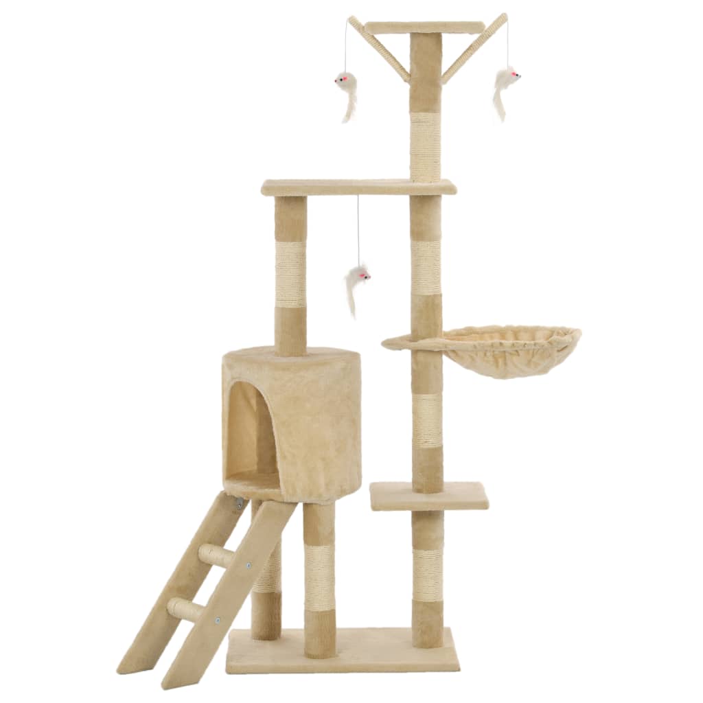 Albero per Gatti con Tiragraffi in Sisal 138 cm Beige 170580