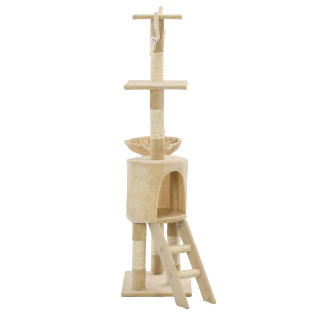 Albero per Gatti con Tiragraffi in Sisal 138 cm Beige 170580