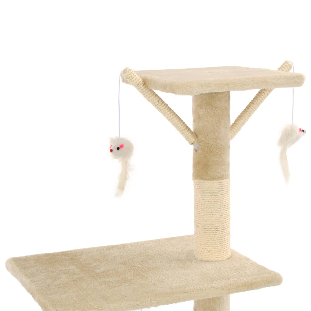 Albero per Gatti con Tiragraffi in Sisal 138 cm Beige 170580