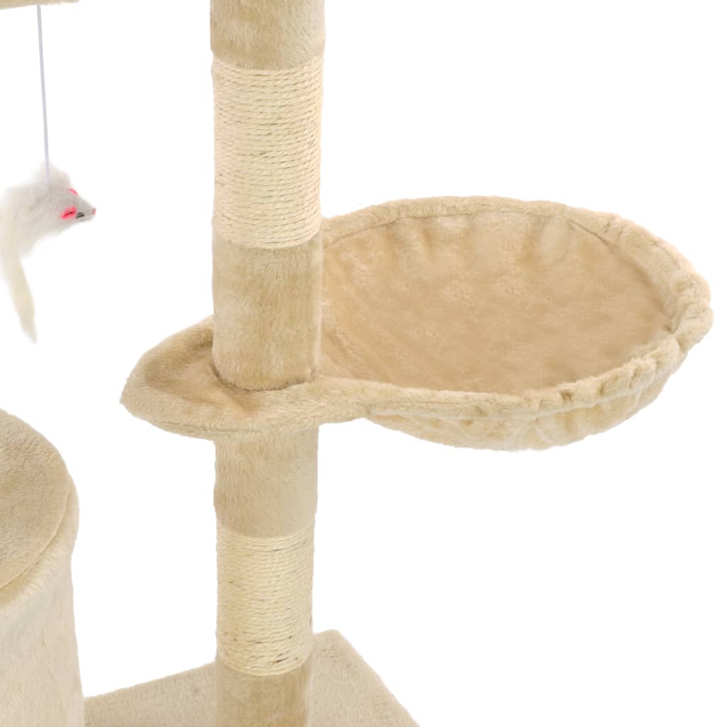 Albero per Gatti con Tiragraffi in Sisal 138 cm Beige 170580