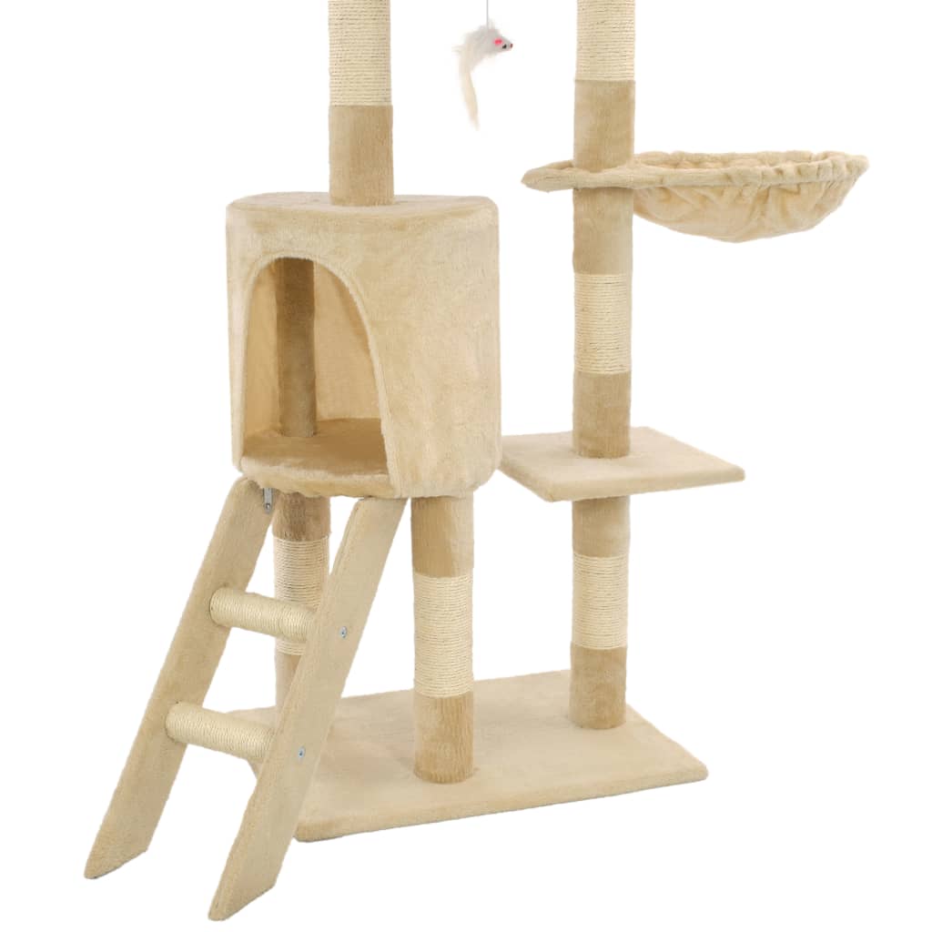 Albero per Gatti con Tiragraffi in Sisal 138 cm Beige 170580