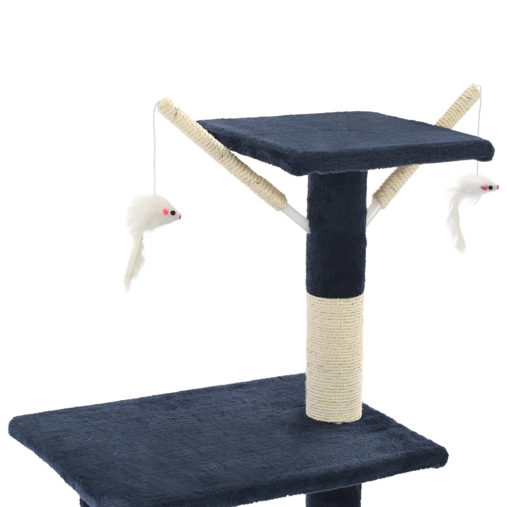 Albero per Gatti con Tiragraffi in Sisal 138 cm Blu Scuro 170582