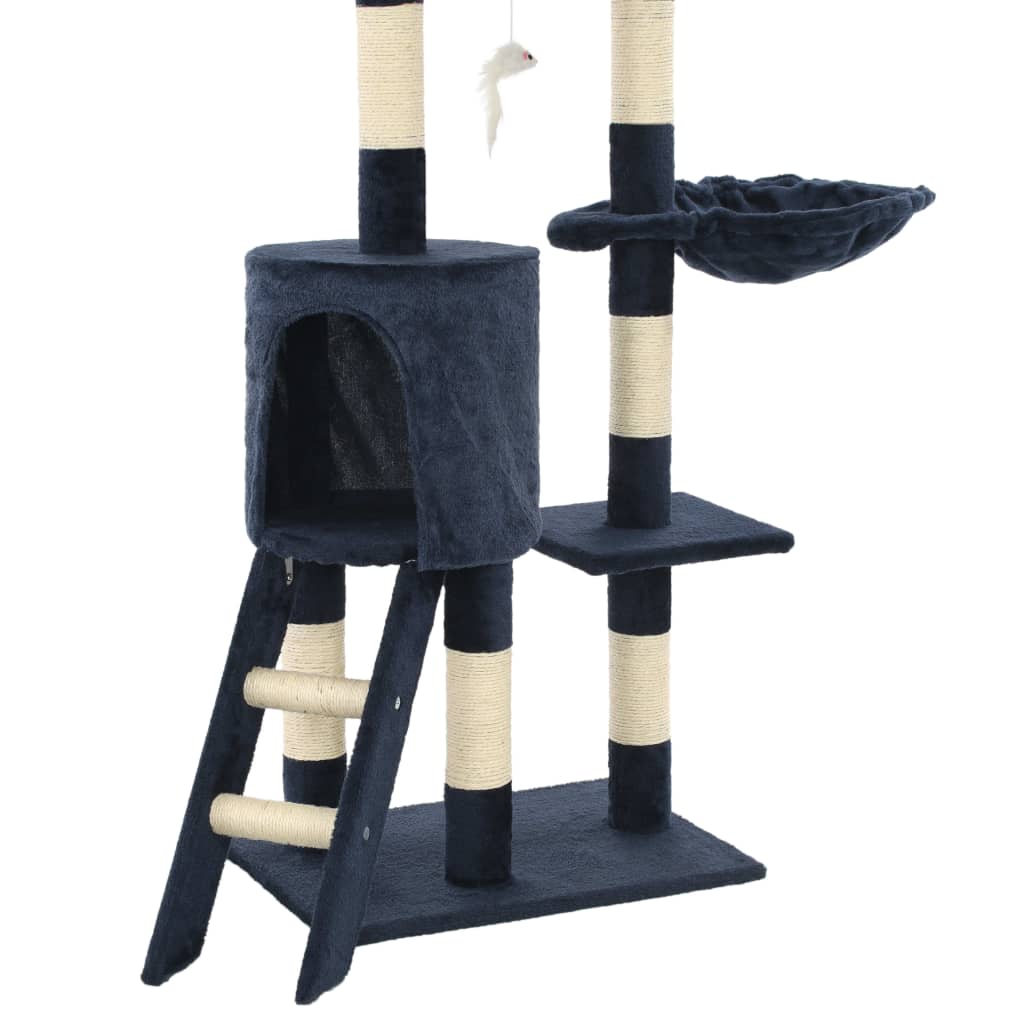 Albero per Gatti con Tiragraffi in Sisal 138 cm Blu Scuro 170582