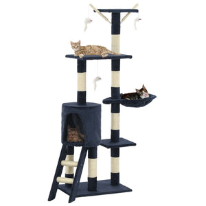 Albero per Gatti con Tiragraffi in Sisal 138 cm Blu Scuro 170582