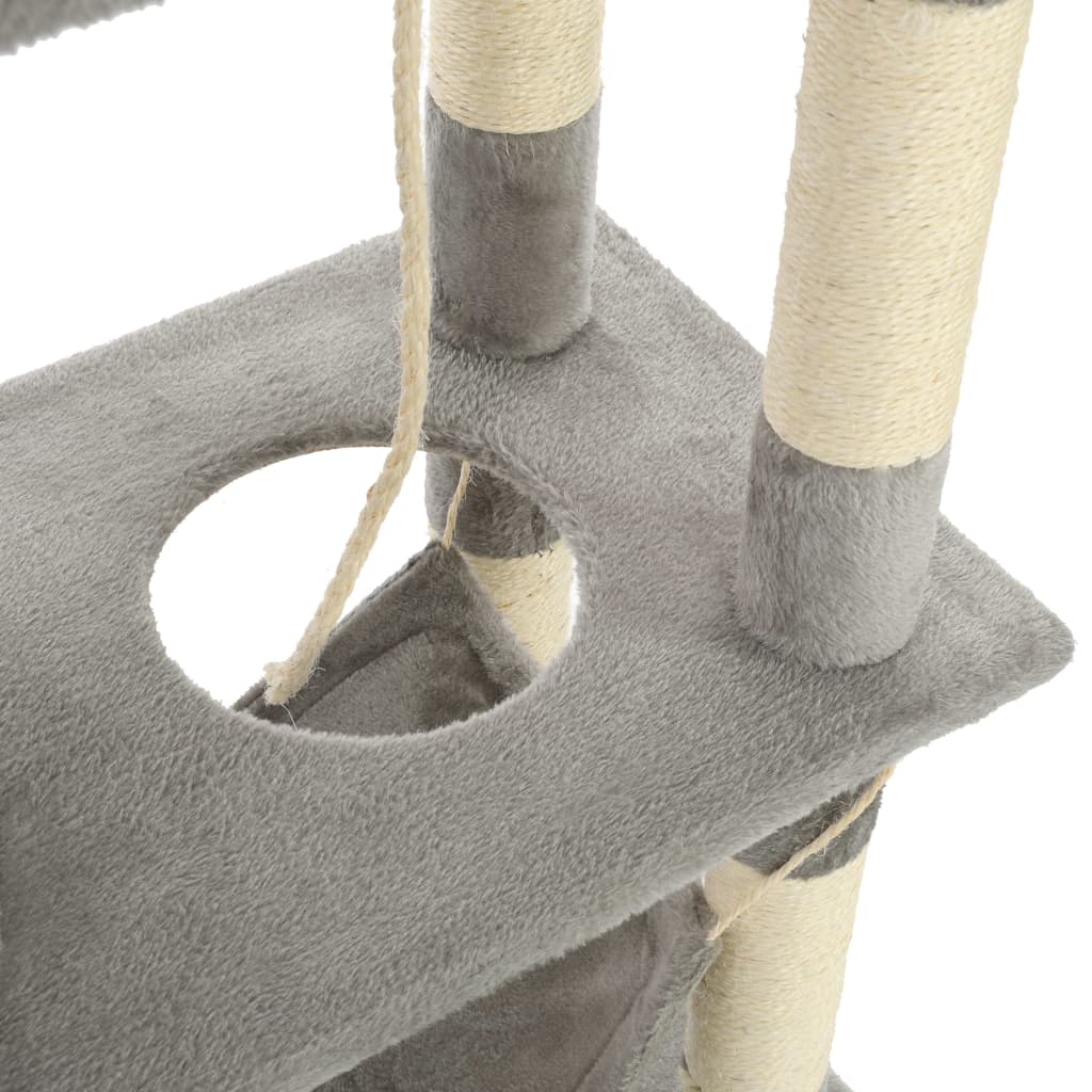 Albero per Gatti con Tiragraffi in Sisal 140 cm Grigio 170583