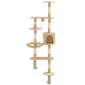 Albero per Gatti con Tiragraffi in Sisal da Parete 194 cm Beigecod mxl 103957