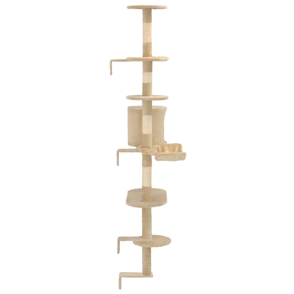 Albero per Gatti con Tiragraffi in Sisal da Parete 194 cm Beige 170588