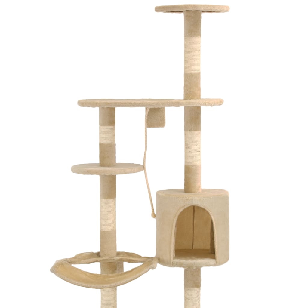 Albero per Gatti con Tiragraffi in Sisal da Parete 194 cm Beige 170588