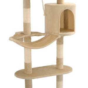 Albero per Gatti con Tiragraffi in Sisal da Parete 194 cm Beige 170588