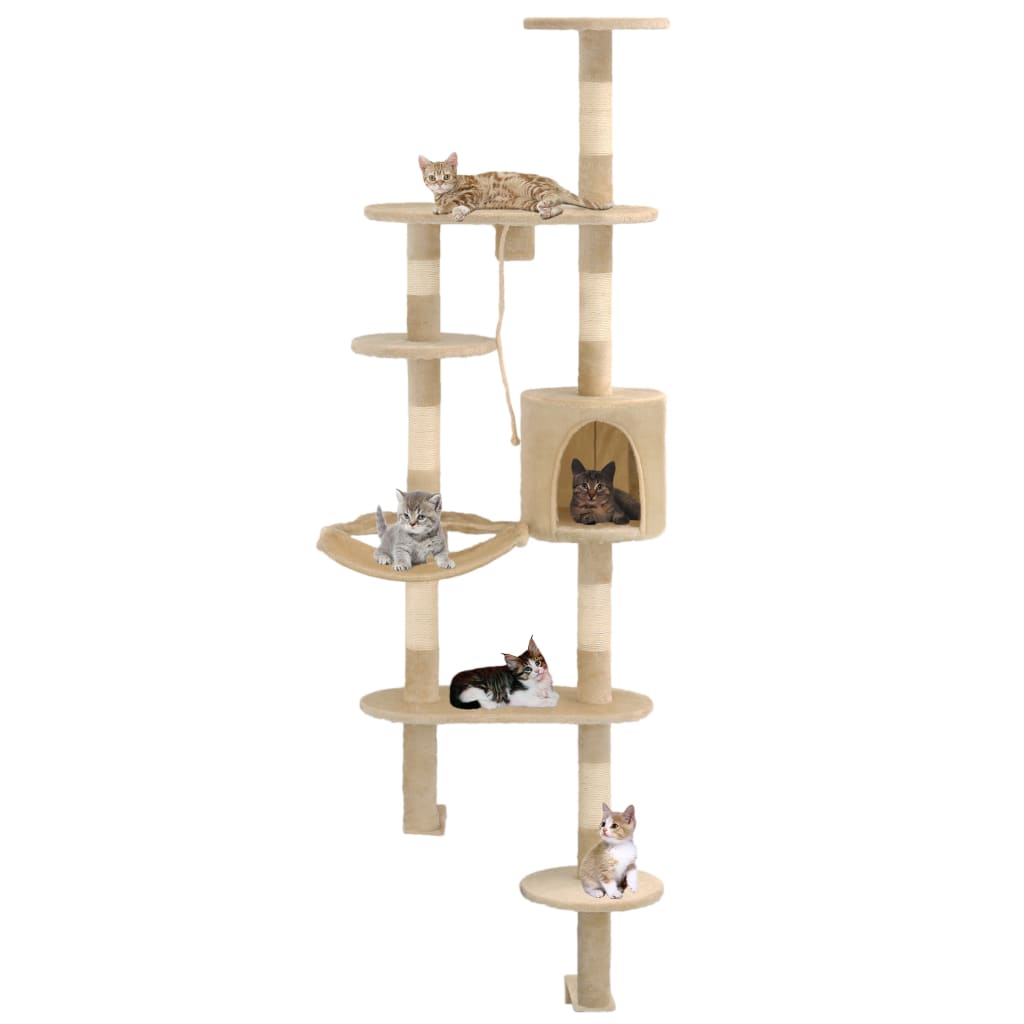 Albero per Gatti con Tiragraffi in Sisal da Parete 194 cm Beigecod mxl 103957