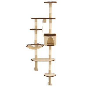 Albero Gatti Tiragraffi in Sisal a Muro 194 cm Beige e Marrone cod mxl 10453