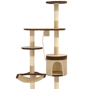 Albero Gatti Tiragraffi in Sisal a Muro 194 cm Beige e Marrone cod mxl 10453