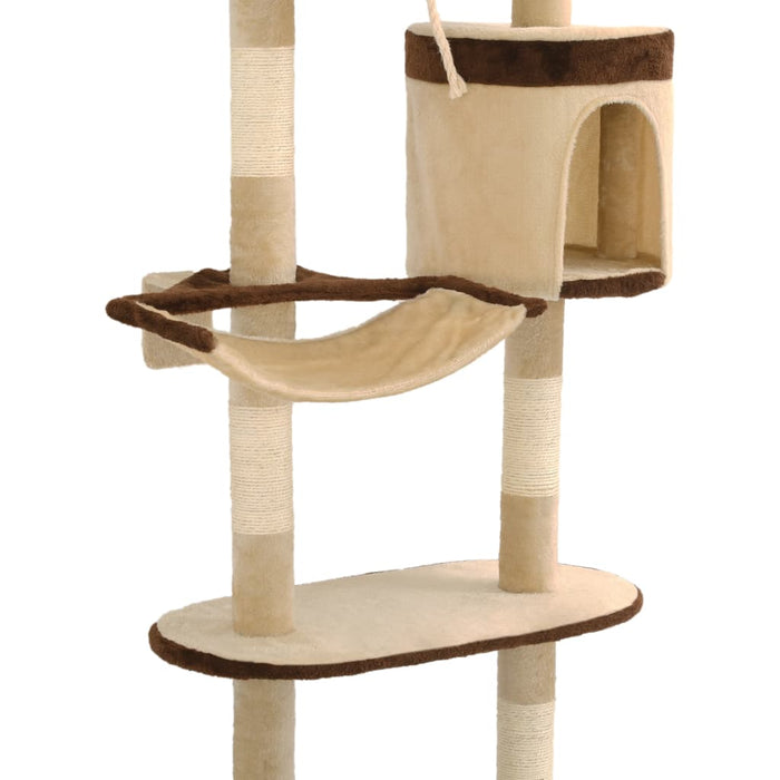 Albero Gatti Tiragraffi in Sisal a Muro 194 cm Beige e Marrone cod mxl 10453