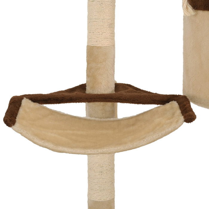 Albero Gatti Tiragraffi in Sisal a Muro 194 cm Beige e Marrone cod mxl 10453