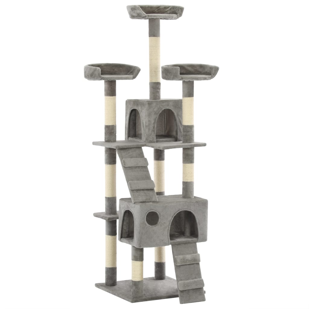 Albero per Gatti con Tiragraffi in Sisal 170 cm Grigio 170612