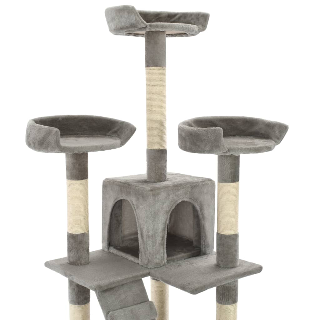 Albero per Gatti con Tiragraffi in Sisal 170 cm Grigio