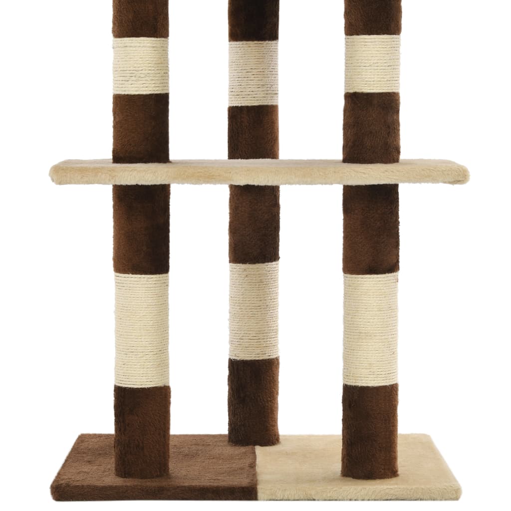 Albero per Gatti con Tiragraffi in Sisal 127 cm Beige e Marrone 170628