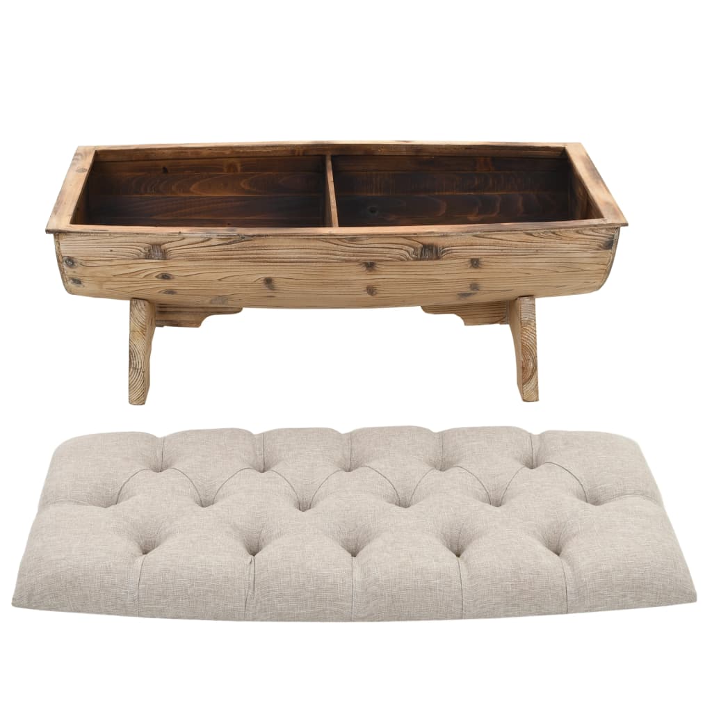 Cassapanca in Legno Massello e Tessuto 103x51x44 cm 245767