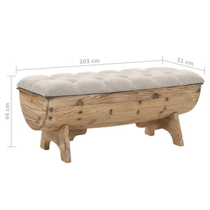 Cassapanca in Legno Massello e Tessuto 103x51x44 cm 245767